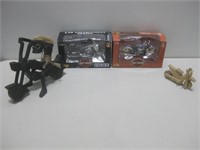 Two Die-Cast Motorcycle & Two Decor Items