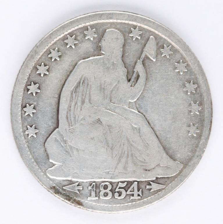 1854-O US SEATED LIBERTY SILVER HALF DOLLAR