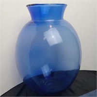Cobalt Blue Glass Vase 12.5" tall" wide