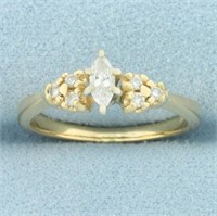 Marquise Diamond Accented Engagement Ring in 14k Y