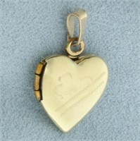 Flower Engraved Heart Locket Pendant in 10k Yellow