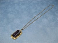 Chain Necklace W/Glass Art Pendant