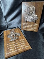 Two (2) Humourous Vintage American Indian Plaques