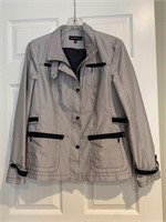 Ladies Navy Pinstripe Raincoat Jacket M