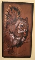 RED SQUIRREL PAINTING ON WOOD SHINGLE