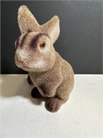 Vintage Flocked 6" Fuzzy Easter Bunny Coin Bank
