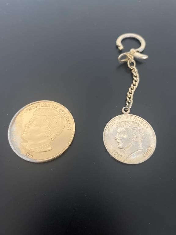 Vintage JFK coin and keychain