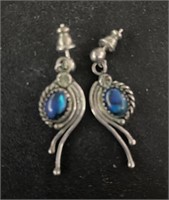 SILVER WITH BLUE STONE EARRINGS