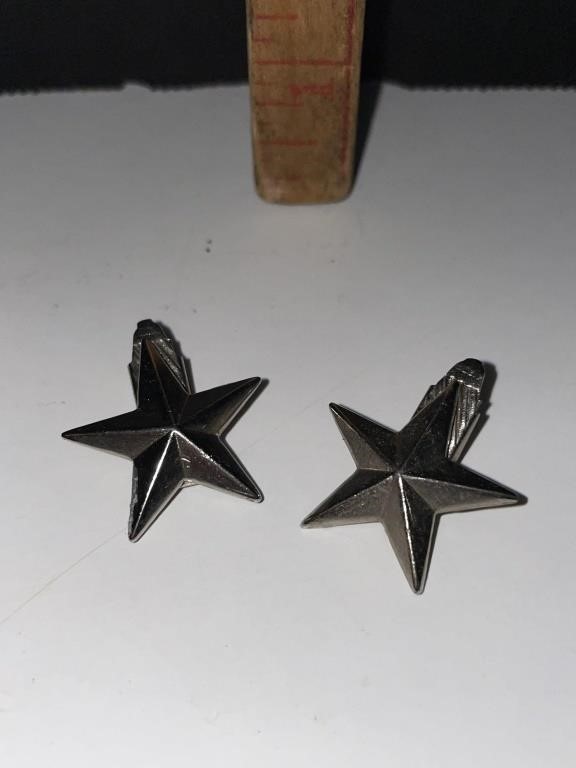 Vtg. 5-Pointed Star Clip On Cuff or Earrings