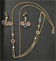 GOLD STONE NECKLACE EARRINGS