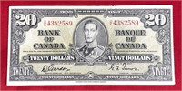 1937 Canadian $20 banknote.