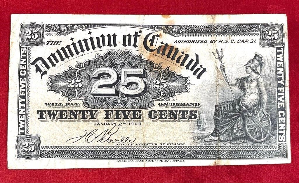 1900 Dominion of Canada .25 cent bill.