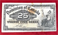1900 Dominion of Canada .25 cent bill.