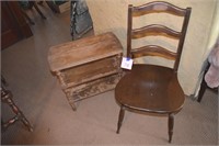 Antique side table and chair