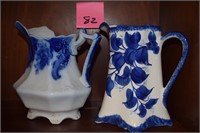 Blue and white pitchers