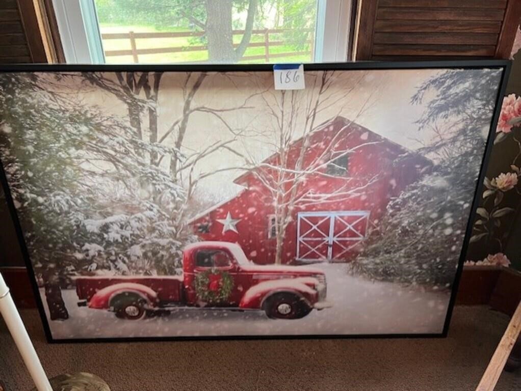 Red barn and truck picture