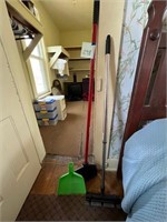 Brooms, dust pan