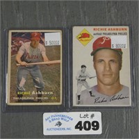 Richie Ashburn 1954 & 1957 Topps Baseball Cards