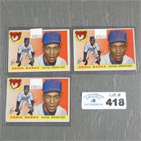 (3) Ernie Banks 1955 Topps #28 Baseball Cards