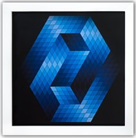 Victor Vasarely- Heliogravure Print "Gestalt - Ble