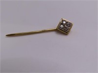 18kt Gold Push 1.5" Diamond Pin 1.4g