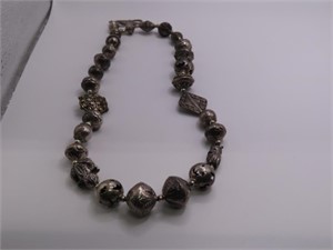 Sterling Beaded/Designed 20" Large Necklace 79g
