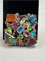 Vintage chunky colorful brooch