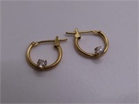 14kt Gold 1/2" Loop Diamond Earrings 0.4g