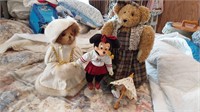 Teddy bear dolls & Minnie Mouse doll