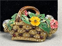 Vintage flower basket brooch.