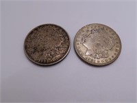 (2) 1921 Morgan SIlver Dollar Coins *patina/color*