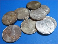 (10) Random Date/Grade Peace Silver Dollars