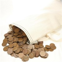 375 Lincoln Wheat Cents in Canvas Bag-Unsorted