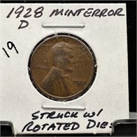 1928-D WHEAT PENNY CENT STRUCK W ROTATED DIES