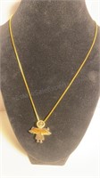 Angle Charm W/ Gold Tone Necklace