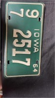 1964 Iowa plate