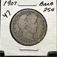 1908 BARBER SILVER QUARTER