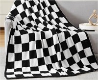 Black and White Checkered Throw Blanket