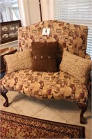 Vintage Upholstered Settee with (3) Accent
