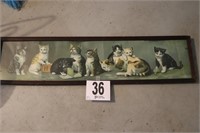 Vintage Yard Long 'Cats' Framed Print(R1)
