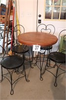 Wood & Metal Bistro Table with (4) Chairs(R1)