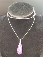 Purple Dragon Veins Agate Necklace Chain .925