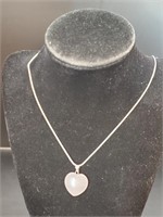 Silver Chain .925 White Opal Heart Shaped Necklace