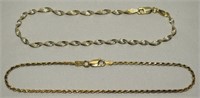 (2) Vtg 925 Sterling Vermeil Bracelets w/ Toggle