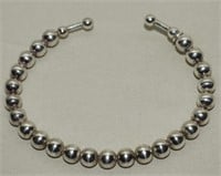 925 Sterling Silver Bead Ball Cuff Bracelet