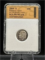 Graded 90% Silver Proof Cameo Roosevelt Dime