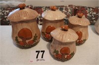 Vintage (4) Piece Mushroom Canister Set(R1)