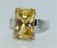 Designer CWS 925 Sterling Yellow & Clear CZ Ring