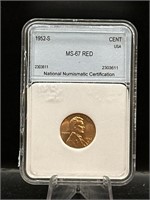 Graded 1 cent MS-67+RED 1052-S