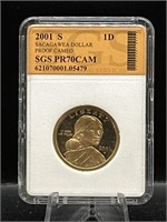 Graded Sacajawea dollar proof cameo 2001S PR 70